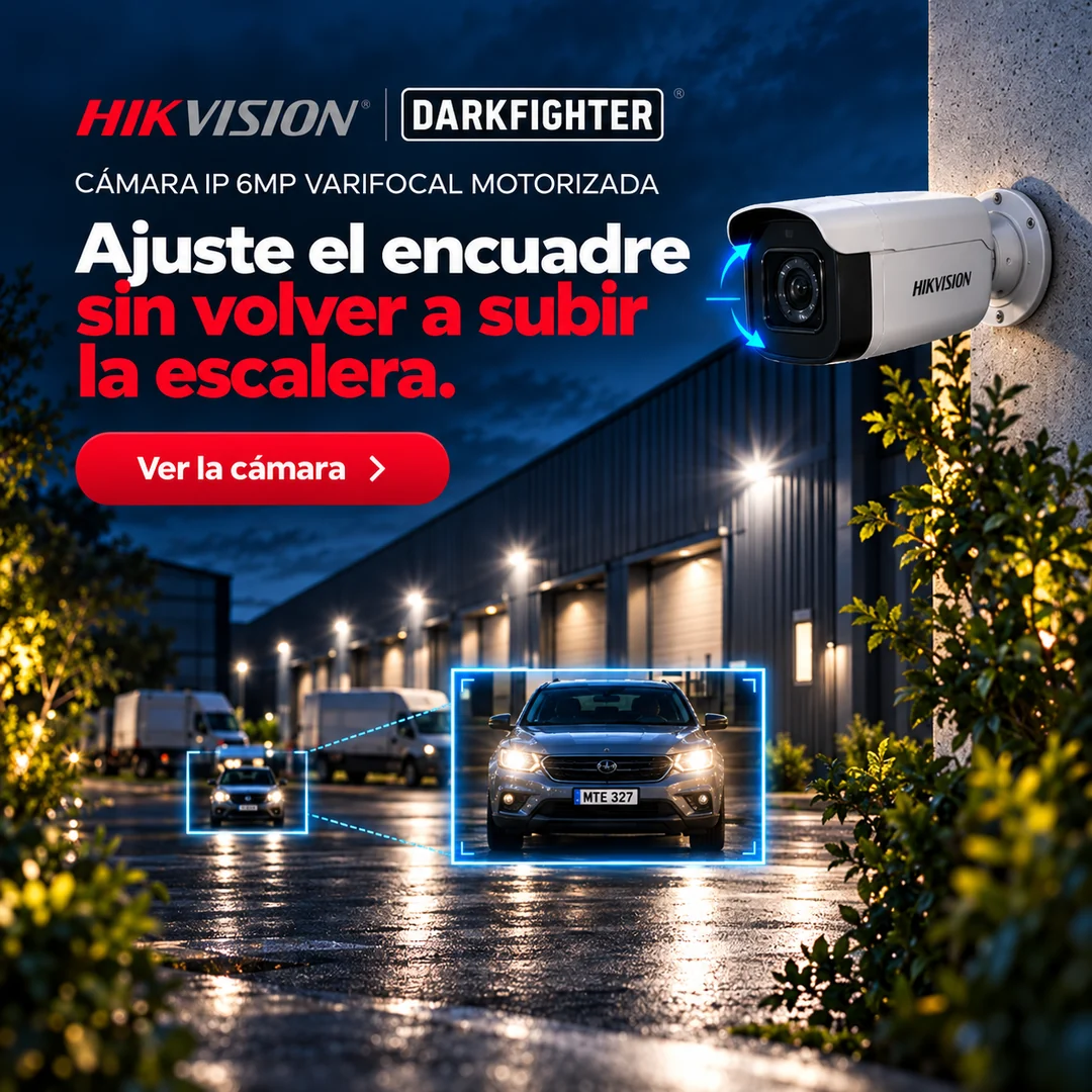 Hikvision DarkFighter, cámara IP 6MP varifocal motorizada: ajuste el encuadre sin volver a subir la escalera. Ver la cámara