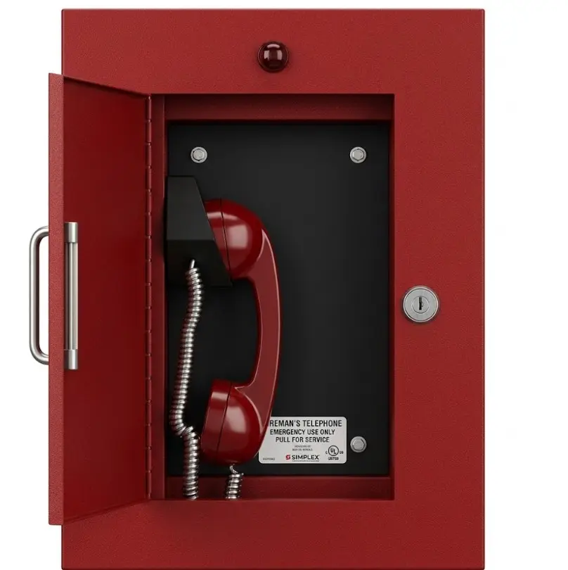 [SPL-2084-9003]  Conjunto de teléfono de cuerpo de bomberos para montaje en caja posterior. Montaje empotrado, puerta con llavín. UL, FM. 