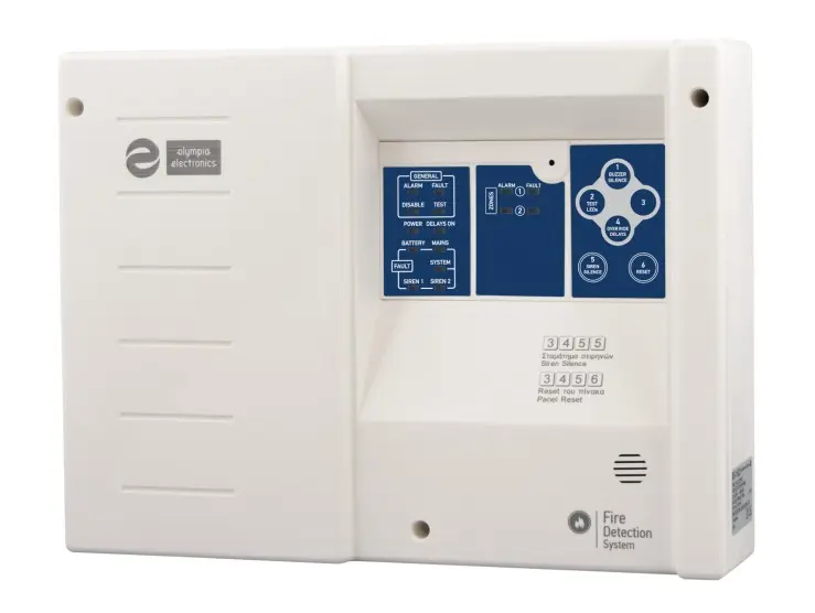 [OTR-BS-1634]  Panel convencional 4 zonas Olympia. (BS-1634)  de 4 zonas supervisadas, trabaja con 95V a 260V AC, 2 salidas de notificación supervisadas de 24V y 3 salidas de Relé de 30V/5A. Incluye dos baterías de 12V/2,6A. Dimensiones 325 x 240 x 85 mm. Gabinete ABS IP30. CPR, CE y EN54