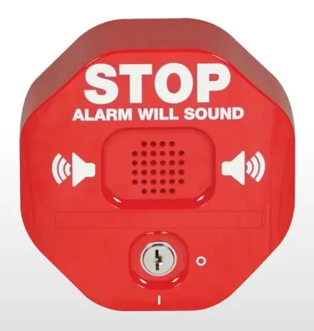 [STI-6400] Alarma para puerta de emergencia. Unidad autónoma alimentada por batería de 9V, incluida. STI