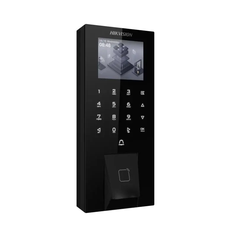 [HIK-DS-K1T807MBFWX-E1] Biométrico IP65 WiFi PoE para Acceso y Asistencia, 5,000 Huellas y Tarjetas, Administración en la Nube con HikConnect Teams, Salida 12 Vcd para Chapa Magnética