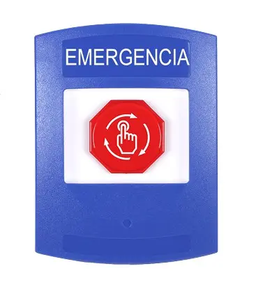 [STI-G3A409EM-ES] Botón Multipropósito Serie G3, sencillo para interior. Girar para restablecer, Texto de EMERGENCIA, Español