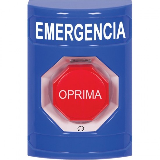 [STI-SS2409EM-ES] Botón de emergencia, color azul, texto en español. STI