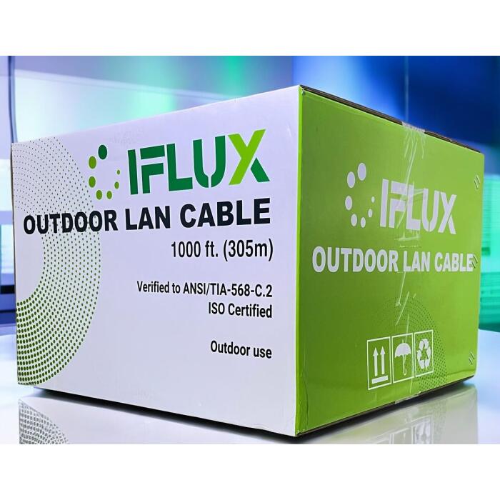 [IFL-TRX510-CMX] Cable UTP Cat5E para exteriores, estándar color negro, LLDPE UV presentación en carrucha de 305mts, calibre 24AWG, conductor de cobre sólido.