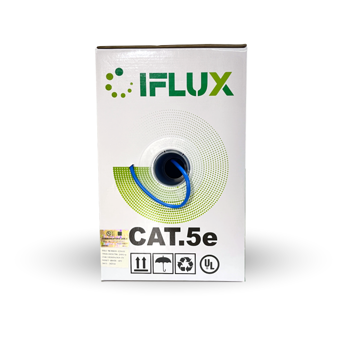 [IFL-CAUTP5EULBL] Cable UTP Cat5e 24AWG solid BC en carrucha de 305mts UL azul.