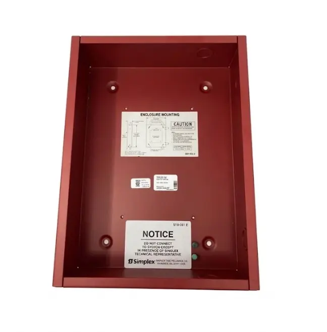[SPL-2975-9053] Caja posterior (backbox) de color rojo, para montaje de teléfonos de Cuerpo de Bomberos. Medidas = 330 mm al. x 243 mm an. x 89 mm prof. (13 pulg. x 9 11⁄16 pulg. x 3 ½ pulg.). 