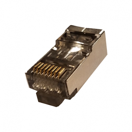 [CBL-MM6S-21-100K] Conector RJ45 Cat6 con protección de aluminio, Passthrough. Cablix