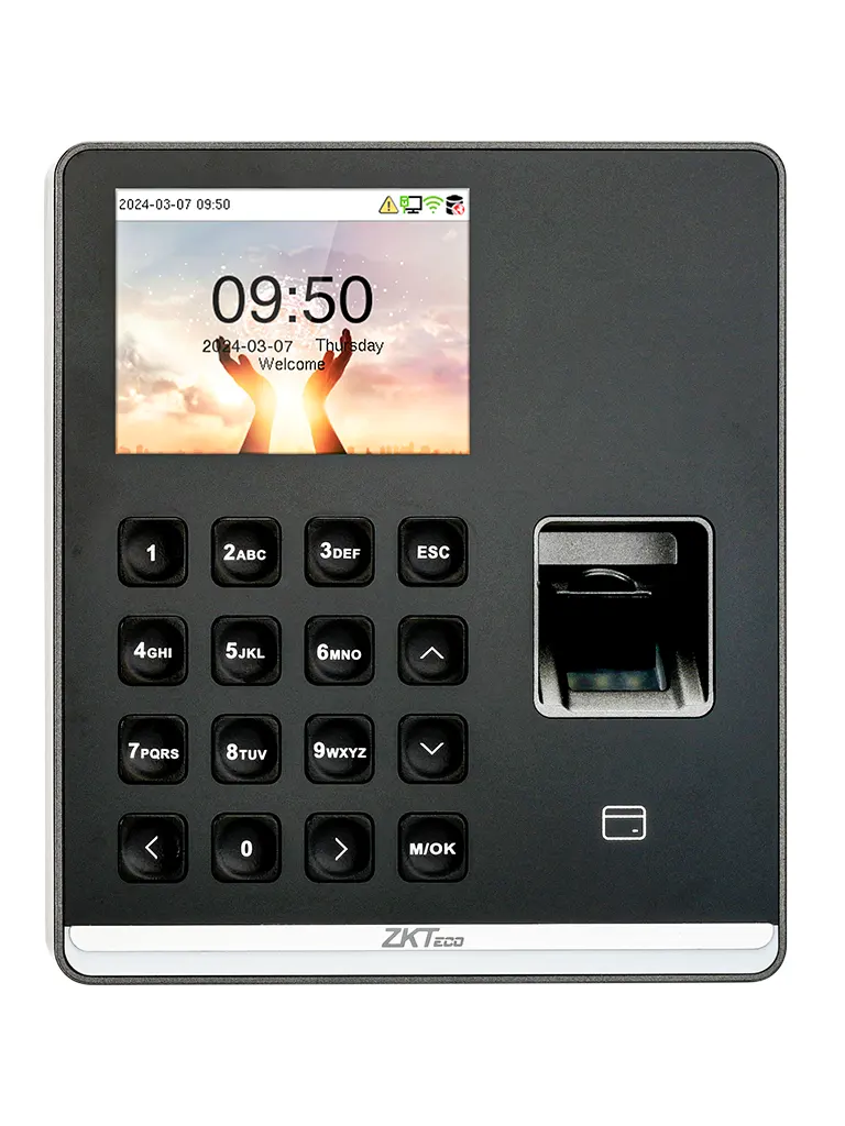 [ZKT-SENSEFPM1] Terminal de Control de Acceso y Asistencia ZKTeco SenseFP M1 — Huella, Tarjeta y Teclado Físico con Protocolo BEST para Control de Personal en Negocios Pequeños