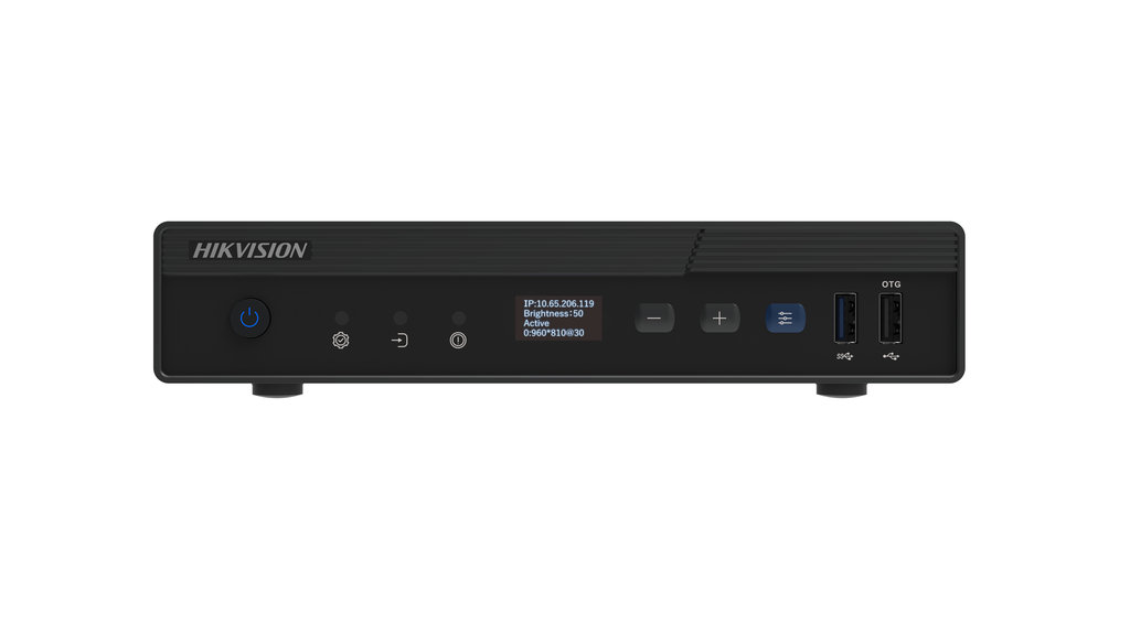 [HIK-DS-DT60P-02HI04NO] Controlador LED 3 en 1 de 4 puertos, Proporciona una pantalla OLED no táctil, montaje en rack de 1 U, 2 entrada HDMI 1.4, audio de 3,5 mm, Admite la visualización de 7 ventanas