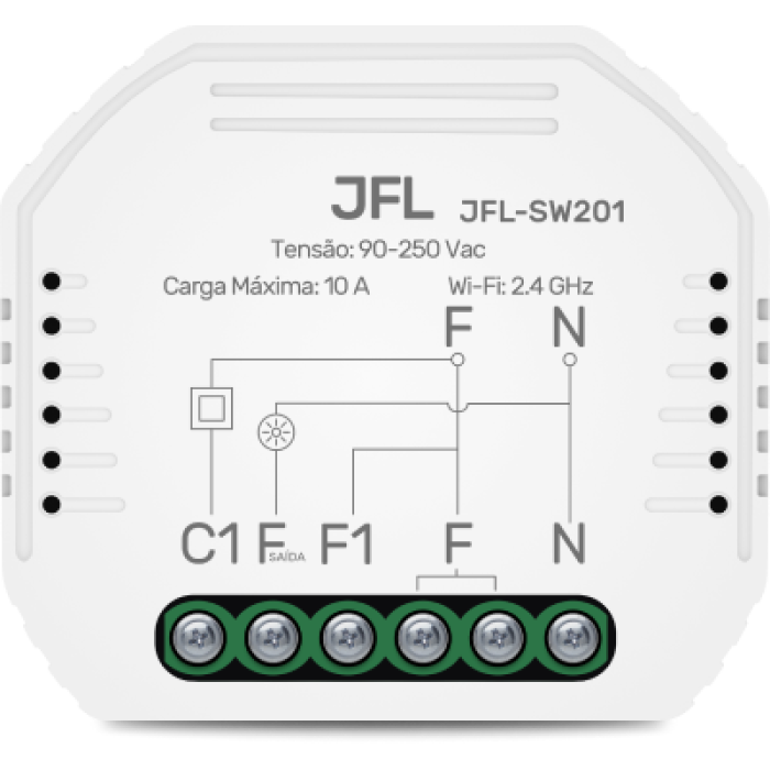[JFL-JFL-SW201] Controlador inteligente, wifi 2.4GH, 10A, alimentacion 90-250 Vac, Funciona con Alexa y hey Google