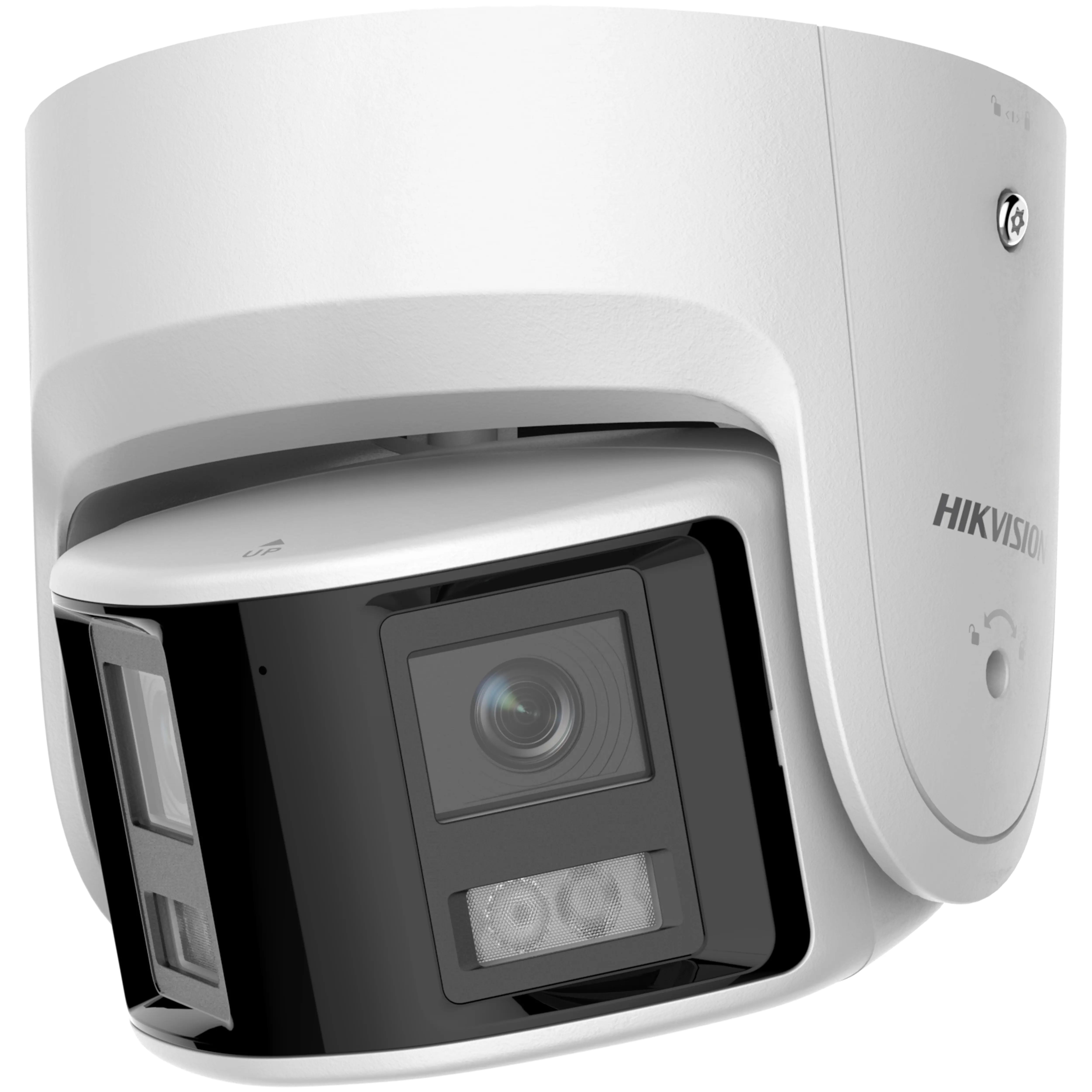 [HIK-DS-2CD2347G2P-LSU-SL(2.8mm)] Cámara Turret panorámica 4MP ColorVu con doble lente 180° y luz estroboscópica