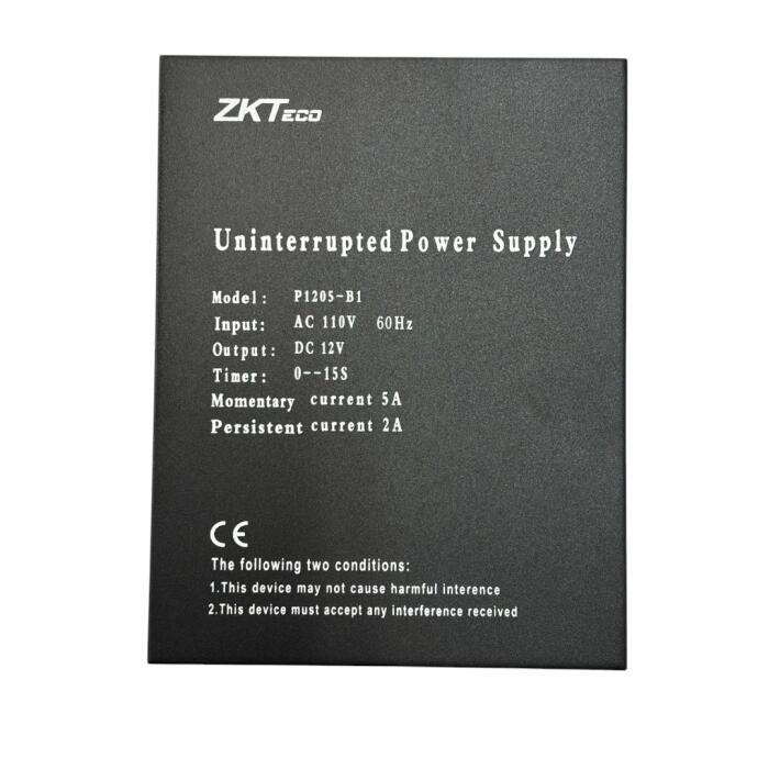 [ZKT-P1205-B1] Fuente de Alimentación ZKTeco P1205-B1 12VDC 5A con Cargador de Batería — Respaldo Automático para Control de Acceso y Cerraduras Electromagnéticas
