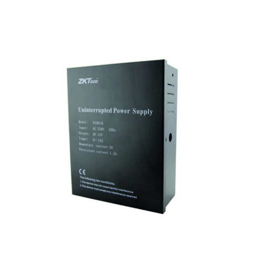 [ZKT-PS902B] Fuente de Alimentación ZKTeco PS902B 12VDC 5A con Cargador de Batería — Respaldo Automático para Control de Acceso y Cerraduras Electromagnéticas