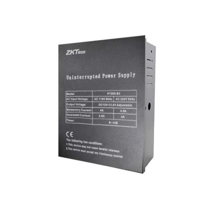 [ZKT-P1205-B3] Fuente de Alimentación ZKTeco P1205-B3 12VDC 3.5A con Cargador de Batería — Respaldo Automático para Cerraduras y Terminales de Control de Acceso