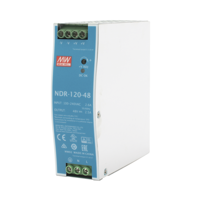 Fuente industrial Wi-Tek de 120 W y 48 VCC para riel DIN