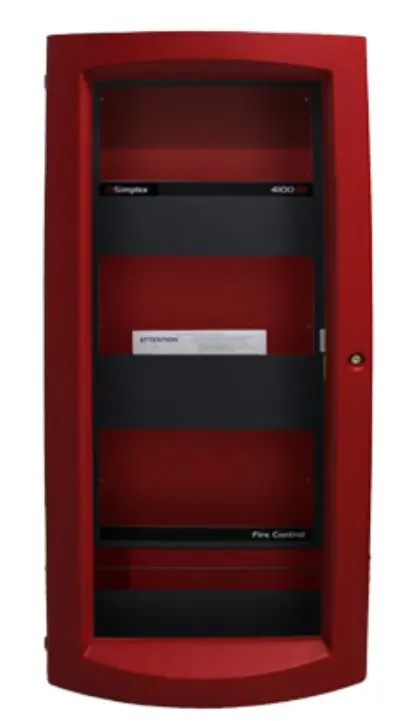 [SPL-2975-9443] Gabinete de tres bahías para panel, color rojo. Simplex