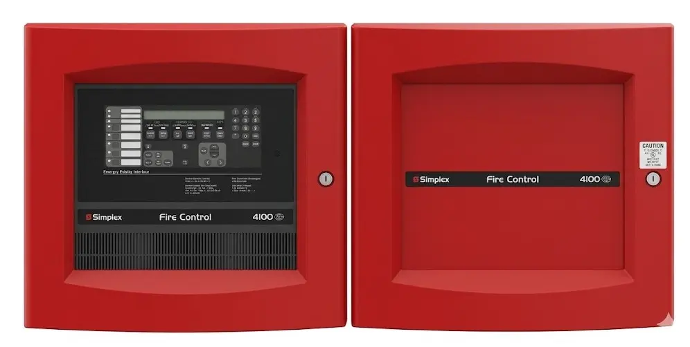 Gabinete Simplex de 1 bahía con puerta de vidrio, color rojo