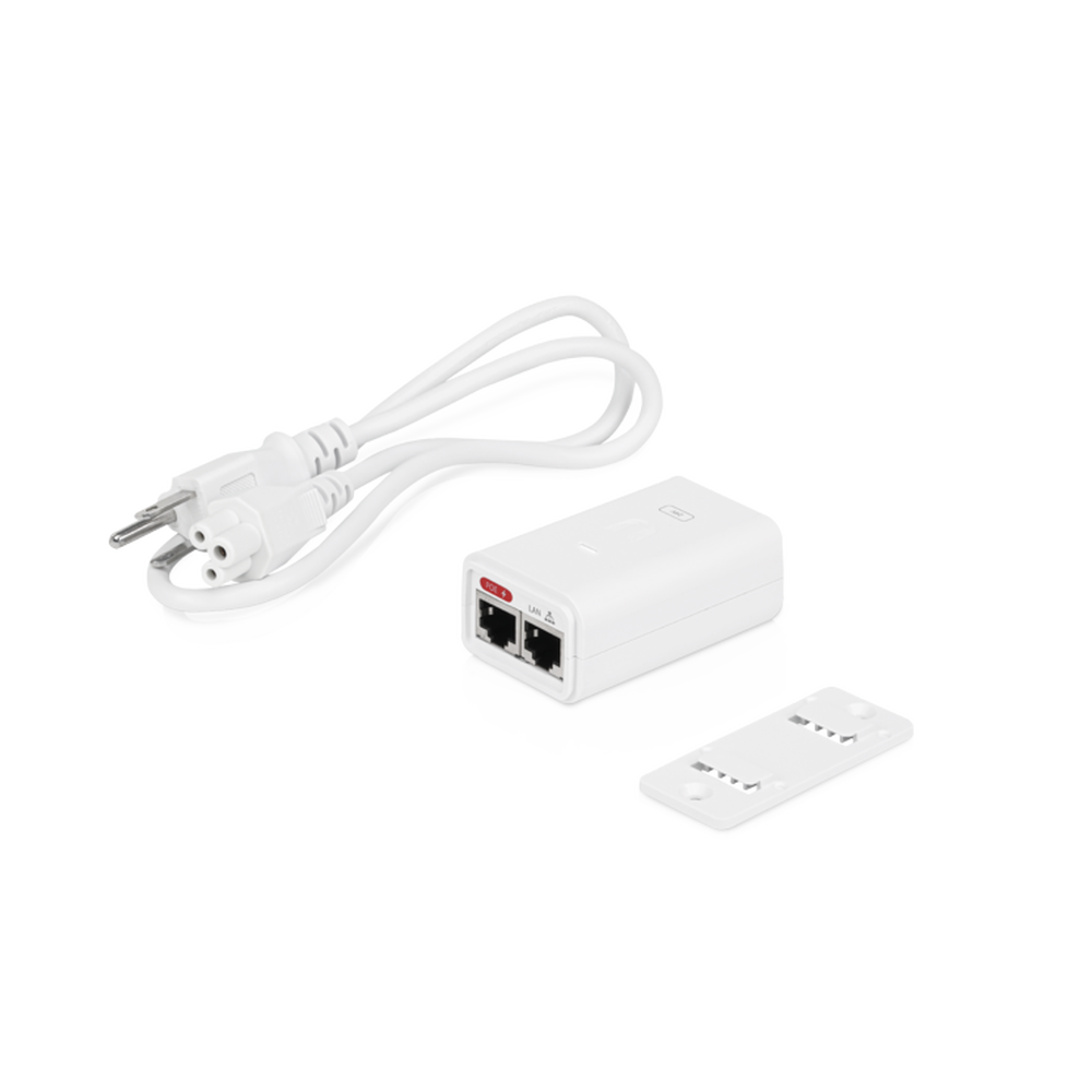 [UBT-POE-24-7W-G-WH] Inyector PoE Pasivo Ubiquiti POE-24-7W-G-WH — Adaptador 24V DC @ 0.3A Gigabit Compacto con Reinicio Remoto y Protección contra Sobretensión