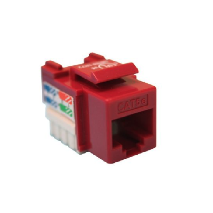 [CBL-MKE-01R] Keystone Jack UTP Cat5e rojo con tapas 110IDC y diseño 90°