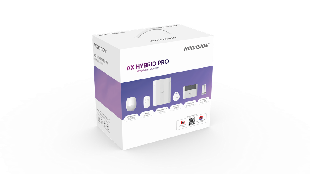 [HIK-DS-PHA64-Kit-WB] Kit de alarma cableada con panel, teclado, contacto magnético y 2 PIR