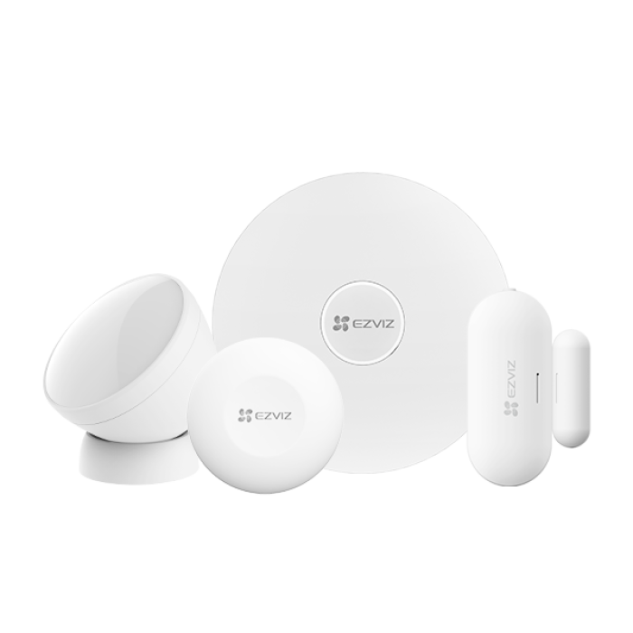 [EVI-CS-B1-A0-A34(EU-STD)KIT] Kit de sensores inteligentes Wi-Fi con gateway, PIR, contacto magnético y botón remoto