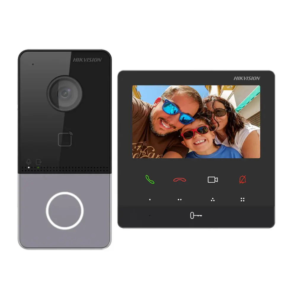 Kit de videoportero IP Hikvision con botón de llamada y app Hik-Connect