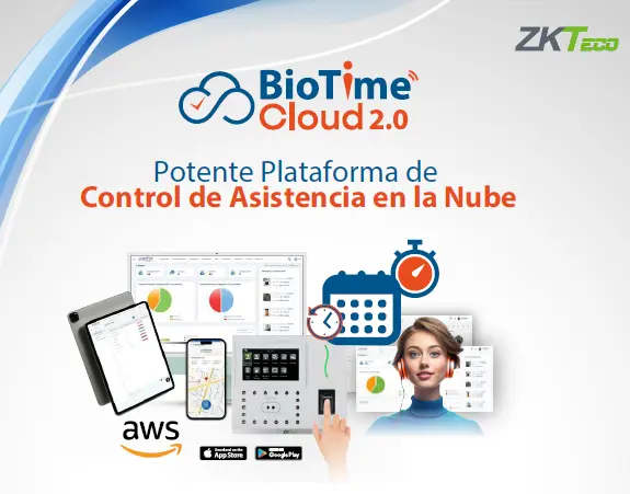 [ZKT-BTC-PROFESSIONAL] Licencia Anual BioTime Cloud Professional ZKTeco — Software de Tiempo y Asistencia en la Nube para 15 Dispositivos y 100 Usuarios sin Servidor Propio
