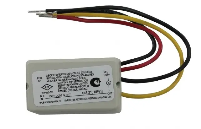 [SPL-2081-9048] Módulo de supervisión de aborto con resistencia encapsulada. Diseñado para paneles de control de descarga y supresión de incendios Simplex 4004R. 