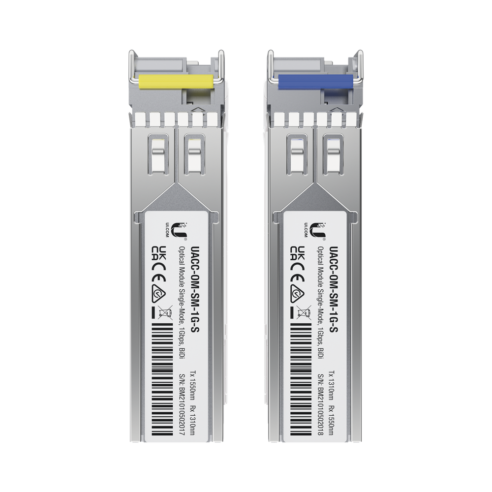 [UBT-UACC-OM-SM-1G-S-2] Kit de Módulos SFP BiDi Monomodo 1G | 2 Pack — Simplex LC — Hasta 3 km | Transmisión Bidireccional sobre 1 Hilo
