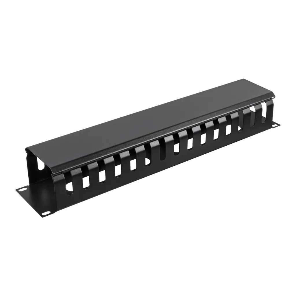 [IFL-IFT-HCM-2U] Organizador de cable horizontal metálico 2U con tapa. Iflux