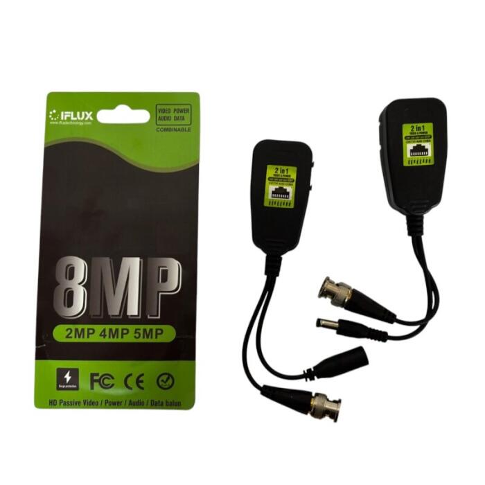 [IFL-ZK-DF802] Pareja de Video baluns 8MP (RJ45) / Soporta HD-TVI / CVI / CVBS / AHD. Iflux