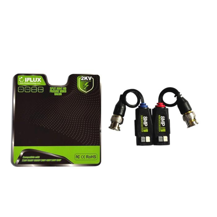 [IFL-ZK-CF800] Pareja de video baluns TurboHD 8MP con HD-TVI, AHD, CVI y CVBS