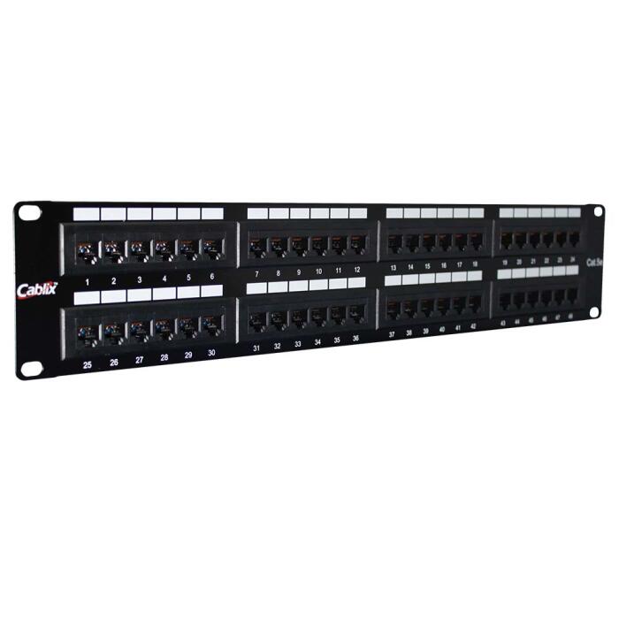 [CBL-MPE-11K] Patch panel CAT5e UTP 48 puertos, 110 IDC, color negro.