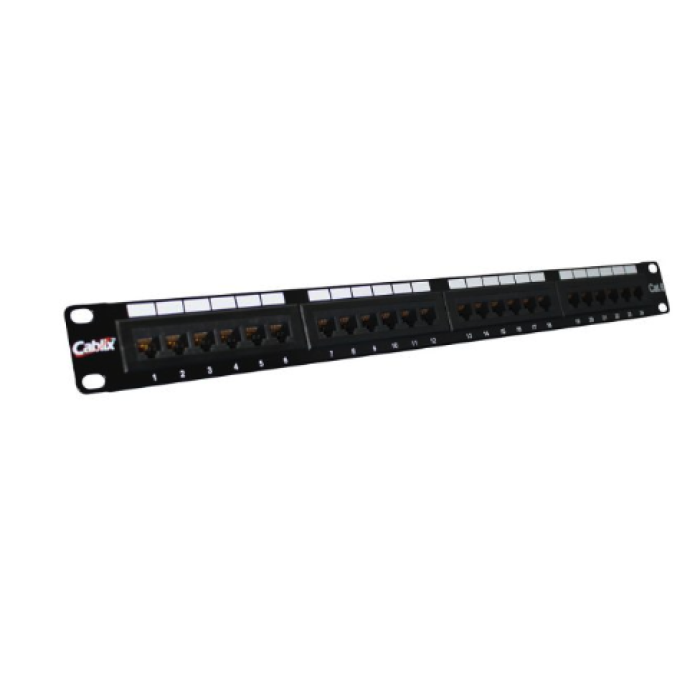 [CBL-MP6-10K] Patch panel CAT6 UTP 24 puertos, 110 IDC, color negro.