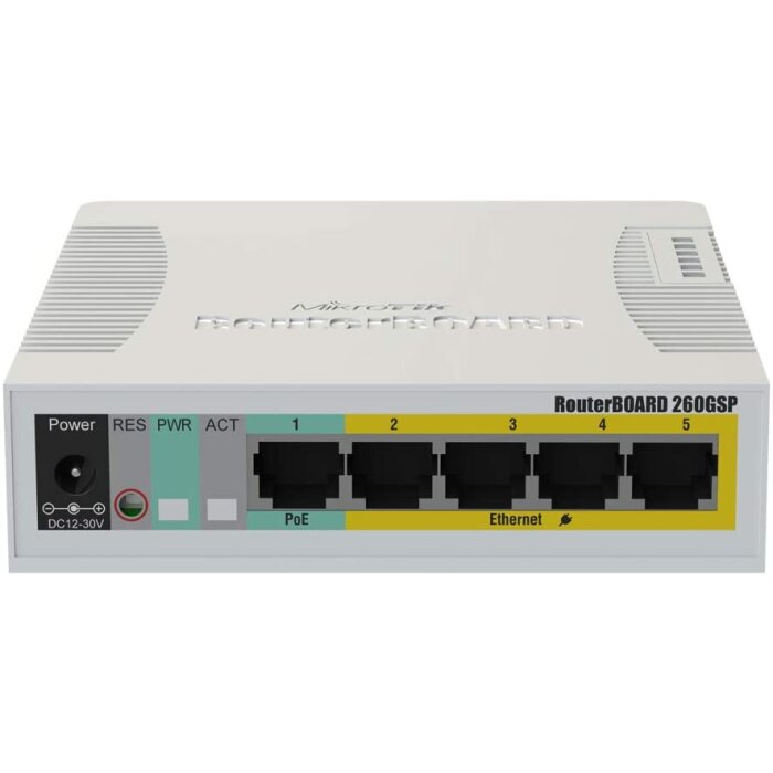 Switch MikroTik RB260GSP de 5 puertos Gigabit con SFP y PoE-out