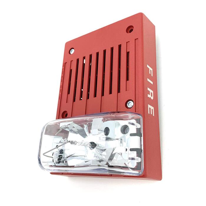 [SPL-4906-9128] Sirena con luz estroboscópica multicandela: 15-30-75-100cd, color rojo, montaje en cielo. Simplex