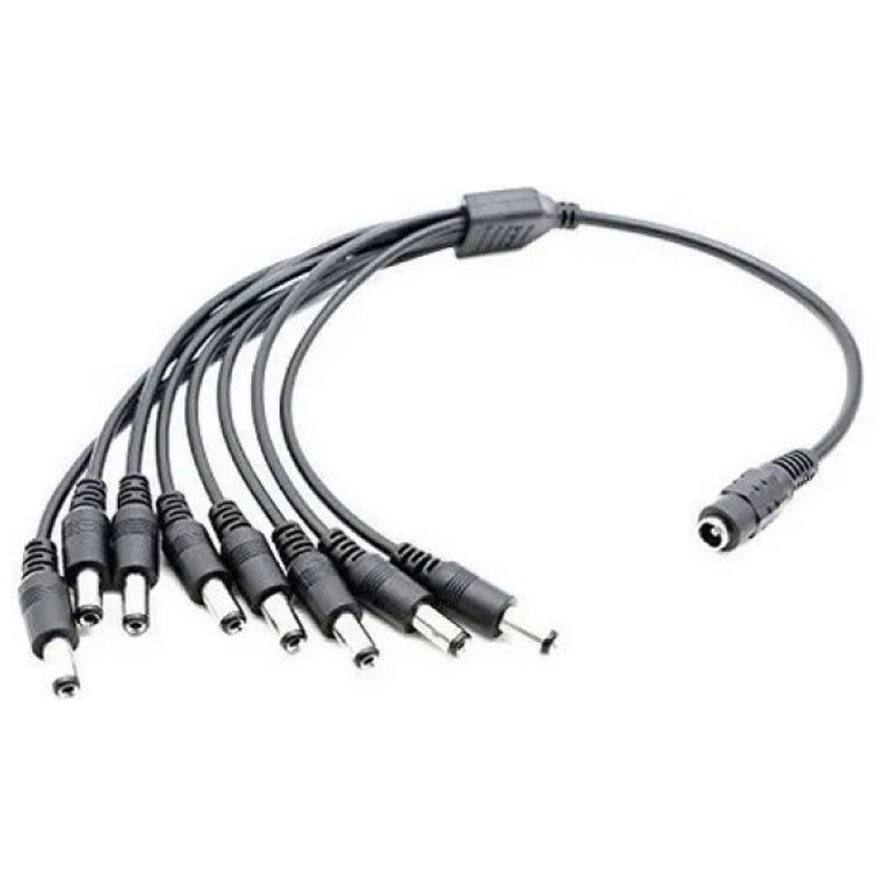 [IFL-DCF8M] Splitter DC, 1 hembra (jacks) a 8 machos (plug).