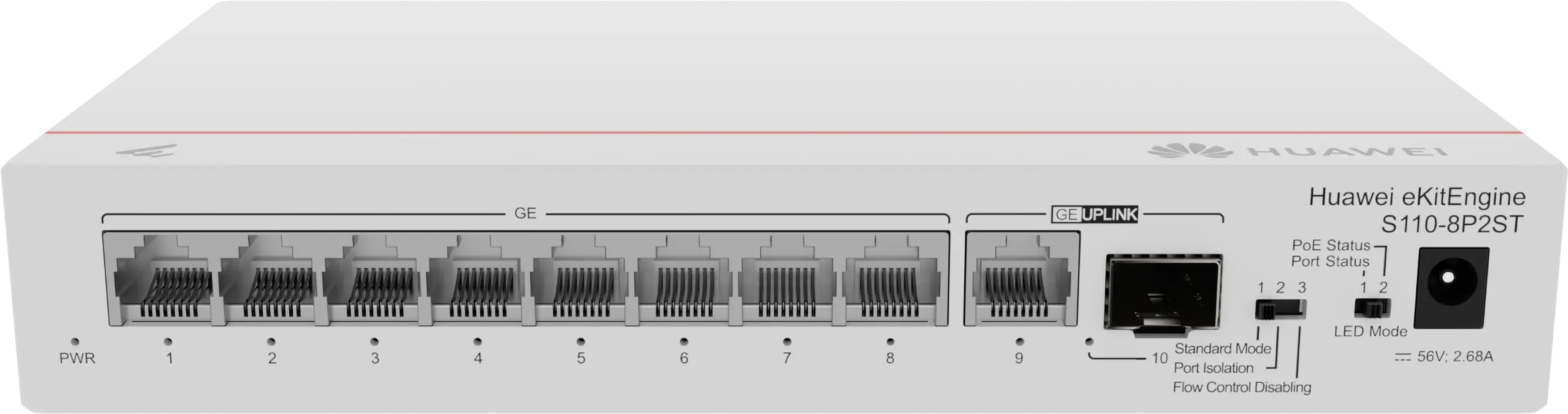 [HWE-S110-8P2ST] Switch 8 Puertos 10/100/1000BASE-T + 1×SFP GE + 1 Puerto Adicional PoE+ – 20 Gbps / 14.88 Mpps - 98012380