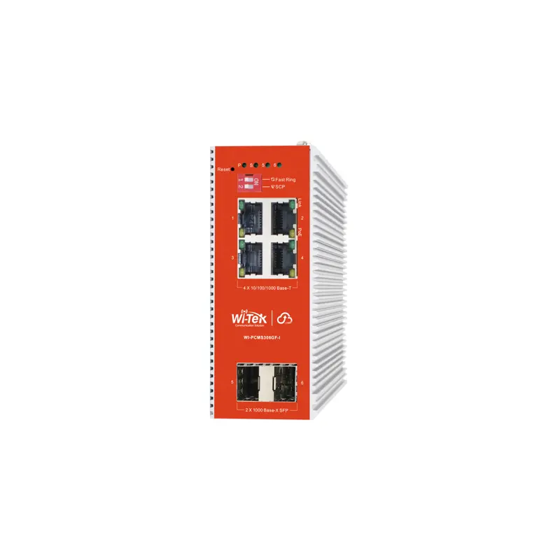 [WIT-WI-PCMS306GF-I V2] Switch Industrial PoE++ y pasivo de 24V, No administrable con 4 puertos Gigabit + 2 SFP / Presupuesto 180W