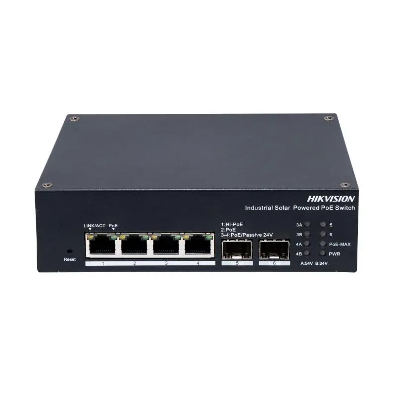Switch industrial con UPS: 4 puertos Gigabit PoE con 2 SFP, 120 W