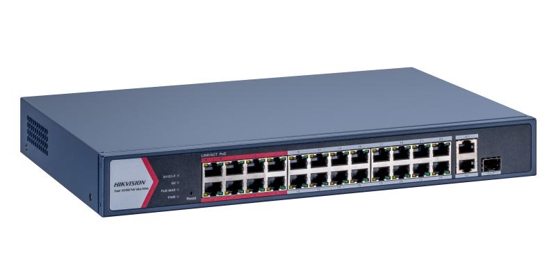 Switch monitoreable PoE+ de 24 puertos con Hik-PartnerPro, 230 W