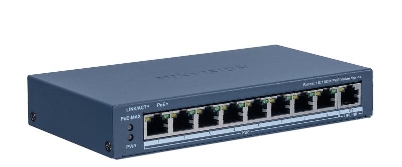 [HIK-DS-3E1309P-EI-M] Switch PoE administrable. 8 puertos PoE 802.3af/at RJ45 de 10/100 Mbps. 1 puerto RJ45 de 10/100/1000 Mbps