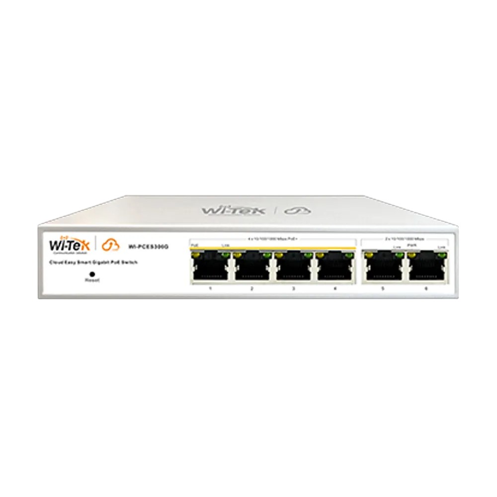 Switch Wi-Tek PoE en la nube de 6 puertos Gigabit, 60 W