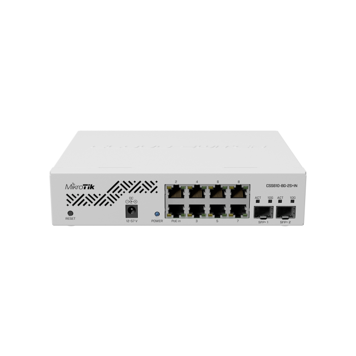 [MIK-CSS610-8G-2S+IN] Switch Smart con SwitchOS, 8 puertos Gigabit, 2 puertos SFP+ 10G, Desktop/Rack