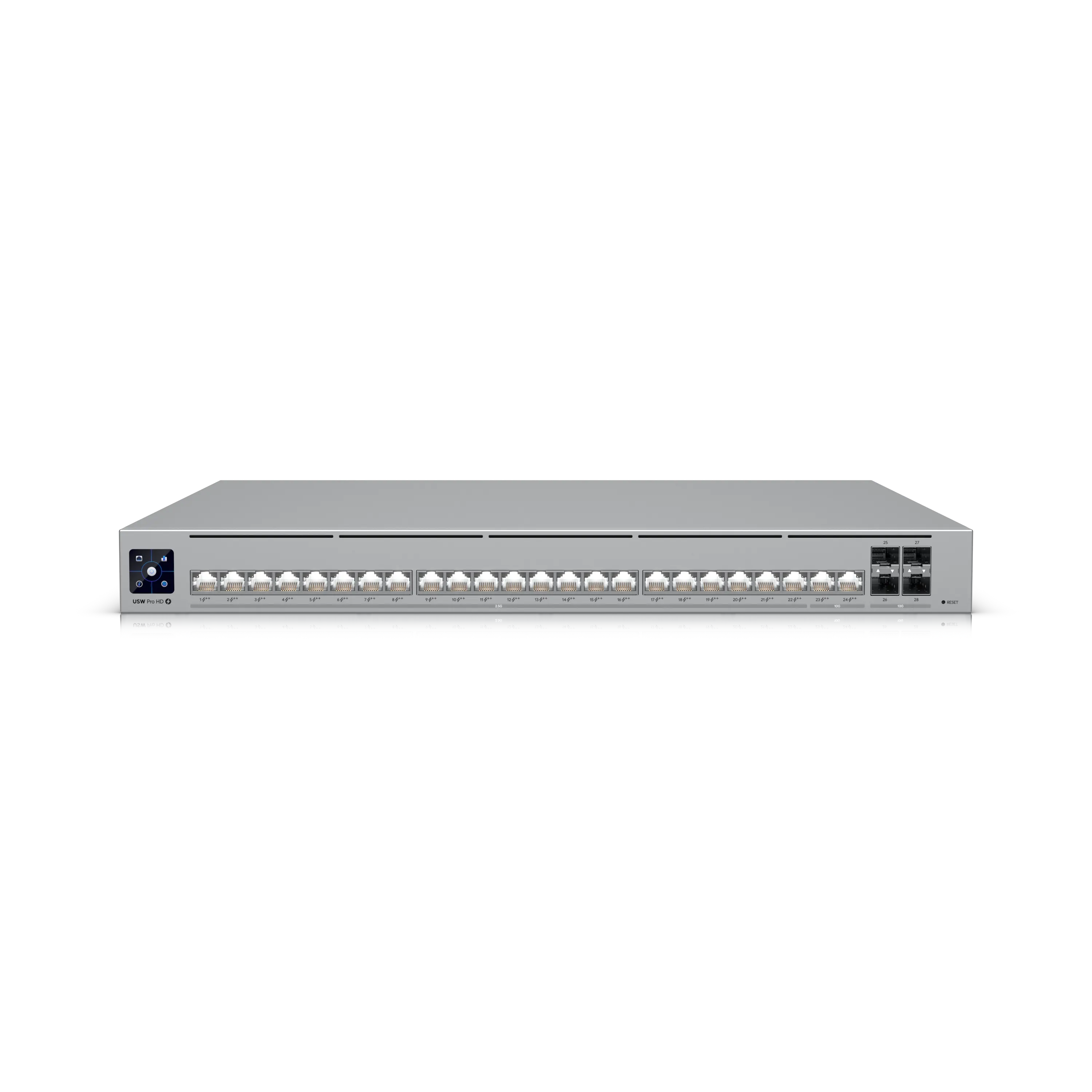 [UBT-USW-PRO-HD-24-POE] Switch Ubiquiti UniFi Pro HD 24 PoE (USW-Pro-HD-24-PoE) — Switch L3 Etherlighting con 24 Puertos Multi-Gig Todos PoE++, 600W, 4 SFP+ 10G y Pantalla Táctil AR