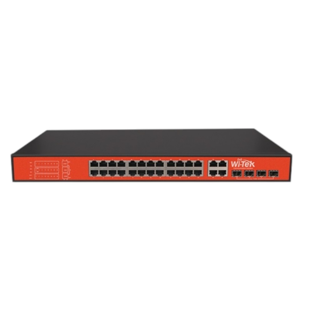 [WIT-WI-PS128GF] Switch de 24 puertos PoE 10/100 + 4 puertos Gigabit Combo SFP 802.3af/at PoE. Wi-Tek.