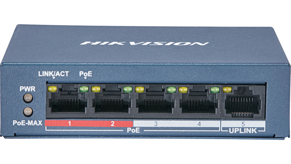 [HIK-DS-3E0105P-E-M] Switch de 4 puertos Ethernet Unmanaged POE 35W. Hikvision