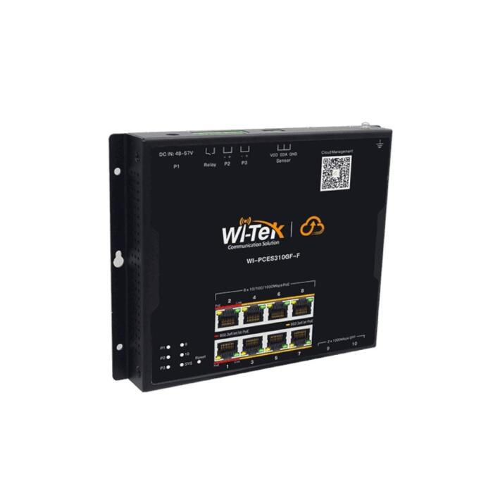 [WIT-WI-PCES310GFF] Switch de 8 ptos 100/1000 tipo industrial -PLANO-, 2 ptos SFP - 802.3af/at/bt, compatible con Wi-Tek Cloud