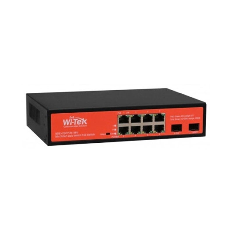 [WIT-WI-PS310GF] Switch de 8 puertos PoE 10/100/1000 + 2 ptos SFP para Up-Link 150w. Marca Wi-Tek