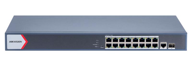 Switch de 16 puertos PoE Gigabit con puerto de fibra óptica